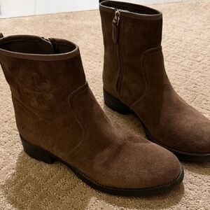 Tory Burch Simone Bootie Brown Suede Ankle Boots